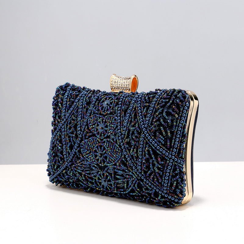 Beaded Clutch – Vintage Crystal Evening Bag - in Navy Blue | Arvea Bags