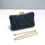 Beaded Clutch – Vintage Crystal Evening Bag - in Navy Blue | Arvea Bags
