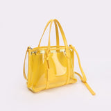 Bella | Black Patent Transparent Tote Bag – Modern & Trendy - in Black | Arvea Bags