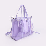 Bella | Black Patent Transparent Tote Bag – Modern & Trendy - in Black | Arvea Bags