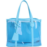 Bella | Black Patent Transparent Tote Bag – Modern & Trendy - in Blue | Arvea Bags