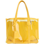 Bella | Black Patent Transparent Tote Bag – Modern & Trendy - in Yellow | Arvea Bags