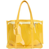 Bella | Black Patent Transparent Tote Bag – Modern & Trendy - in Yellow | Arvea Bags