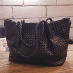 Belle | Black Woven Leather Tote Bag – Chic & Spacious - in Black | Arvea Bags