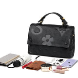 Black Embossed Pattern Top Handle Bag - Unique & Chic - in Black | Arvea Bags