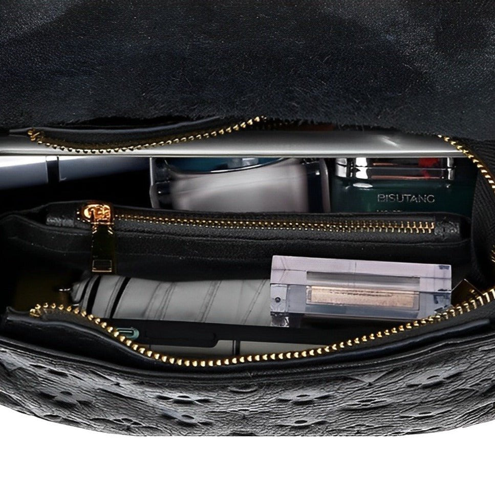 Black Embossed Pattern Top Handle Bag - Unique & Chic - in Black | Arvea Bags