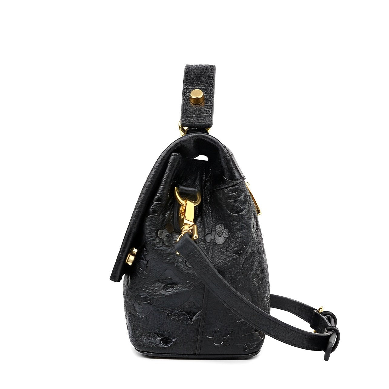 Black Embossed Pattern Top Handle Bag - Unique & Chic - in Black | Arvea Bags