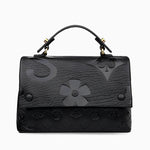 Black Embossed Pattern Top Handle Bag - Unique & Chic - in Black | Arvea Bags
