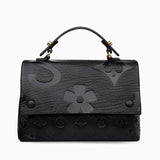 Black Embossed Pattern Top Handle Bag - Unique & Chic - in Black | Arvea Bags