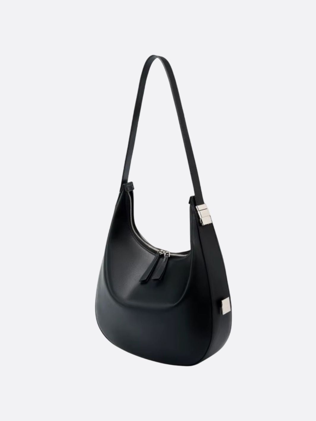 Black Leather Crescent Shoulder Bag – Minimalist Luxury Handbag - in Black | Arvea Bags