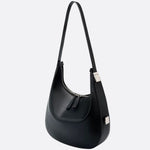Black Leather Crescent Shoulder Bag – Minimalist Luxury Handbag - in Black | Arvea Bags