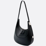 Black Leather Crescent Shoulder Bag – Minimalist Luxury Handbag - in Black | Arvea Bags