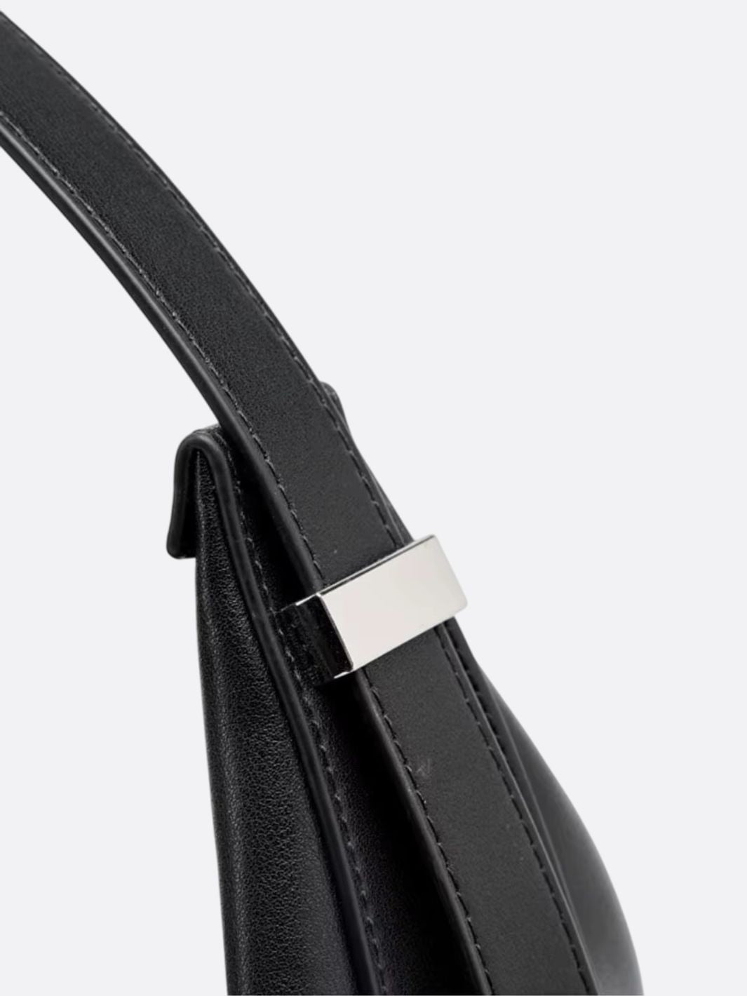 Black Leather Crescent Shoulder Bag – Minimalist Luxury Handbag - in Black | Arvea Bags