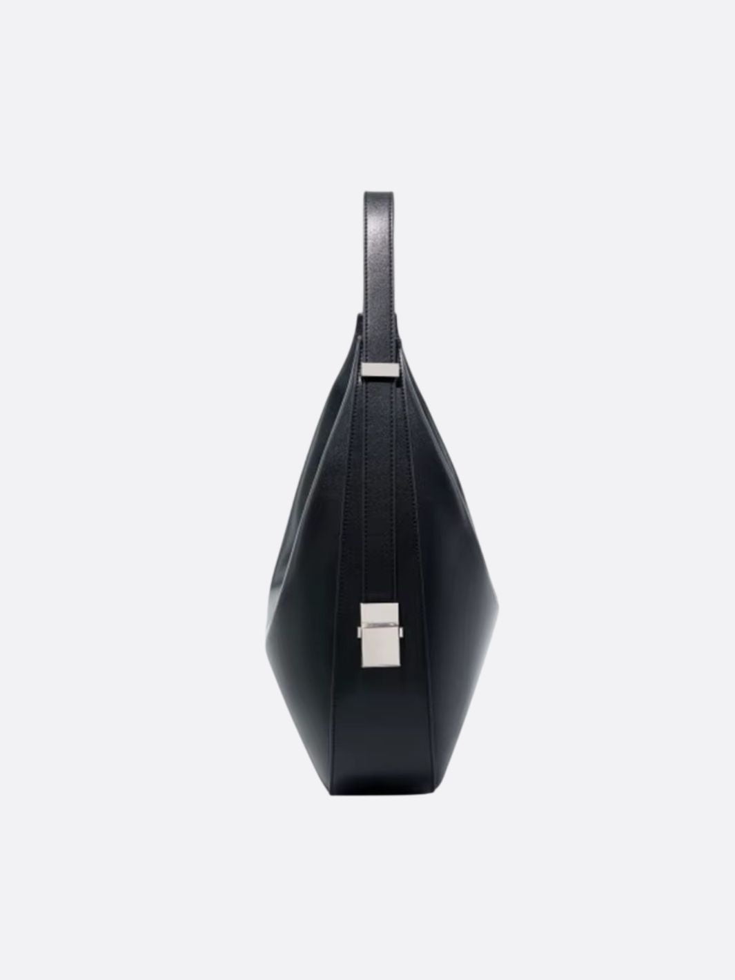 Black Leather Crescent Shoulder Bag – Minimalist Luxury Handbag - in Black | Arvea Bags