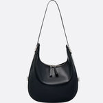 Black Leather Crescent Shoulder Bag – Minimalist Luxury Handbag - in Black | Arvea Bags