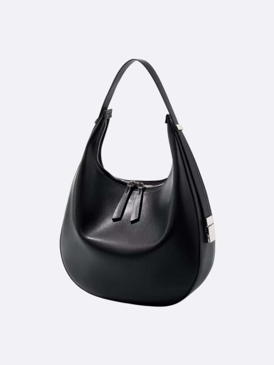 Black Leather Crescent Shoulder Bag – Minimalist Luxury Handbag - in Black | Arvea Bags
