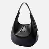 Black Leather Crescent Shoulder Bag – Minimalist Luxury Handbag - in Black | Arvea Bags
