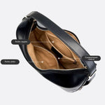 Black Leather Crescent Shoulder Bag – Minimalist Luxury Handbag - in Black | Arvea Bags