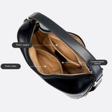 Black Leather Crescent Shoulder Bag – Minimalist Luxury Handbag - in Black | Arvea Bags
