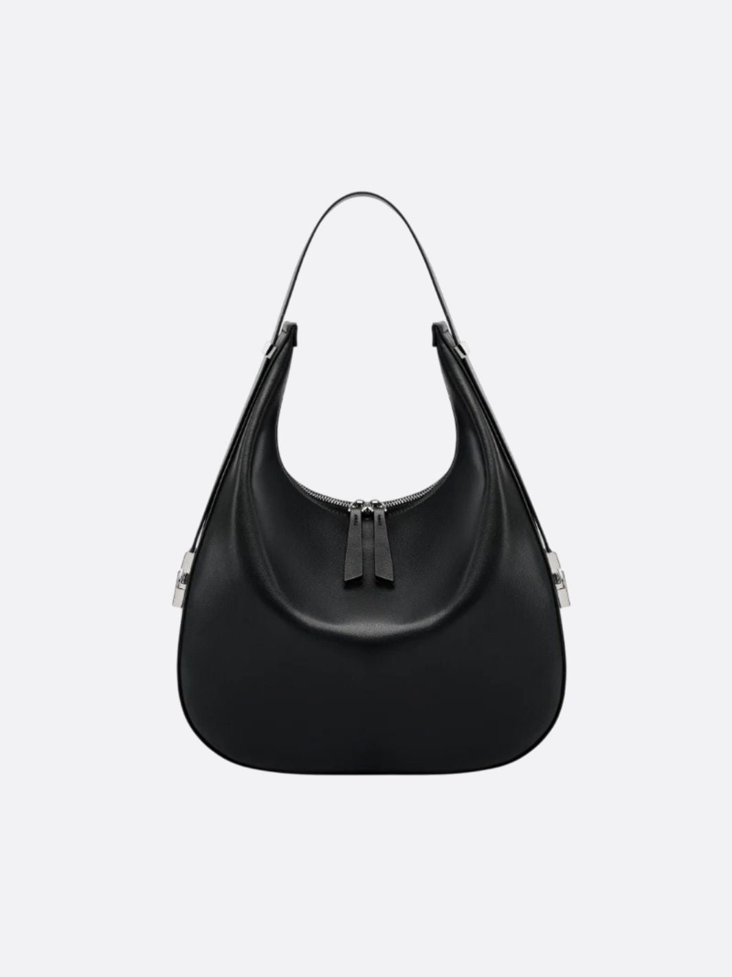 Black Leather Crescent Shoulder Bag – Minimalist Luxury Handbag - in Black | Arvea Bags