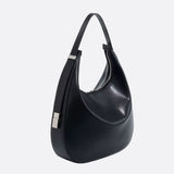 Black Leather Crescent Shoulder Bag – Minimalist Luxury Handbag - in Black | Arvea Bags