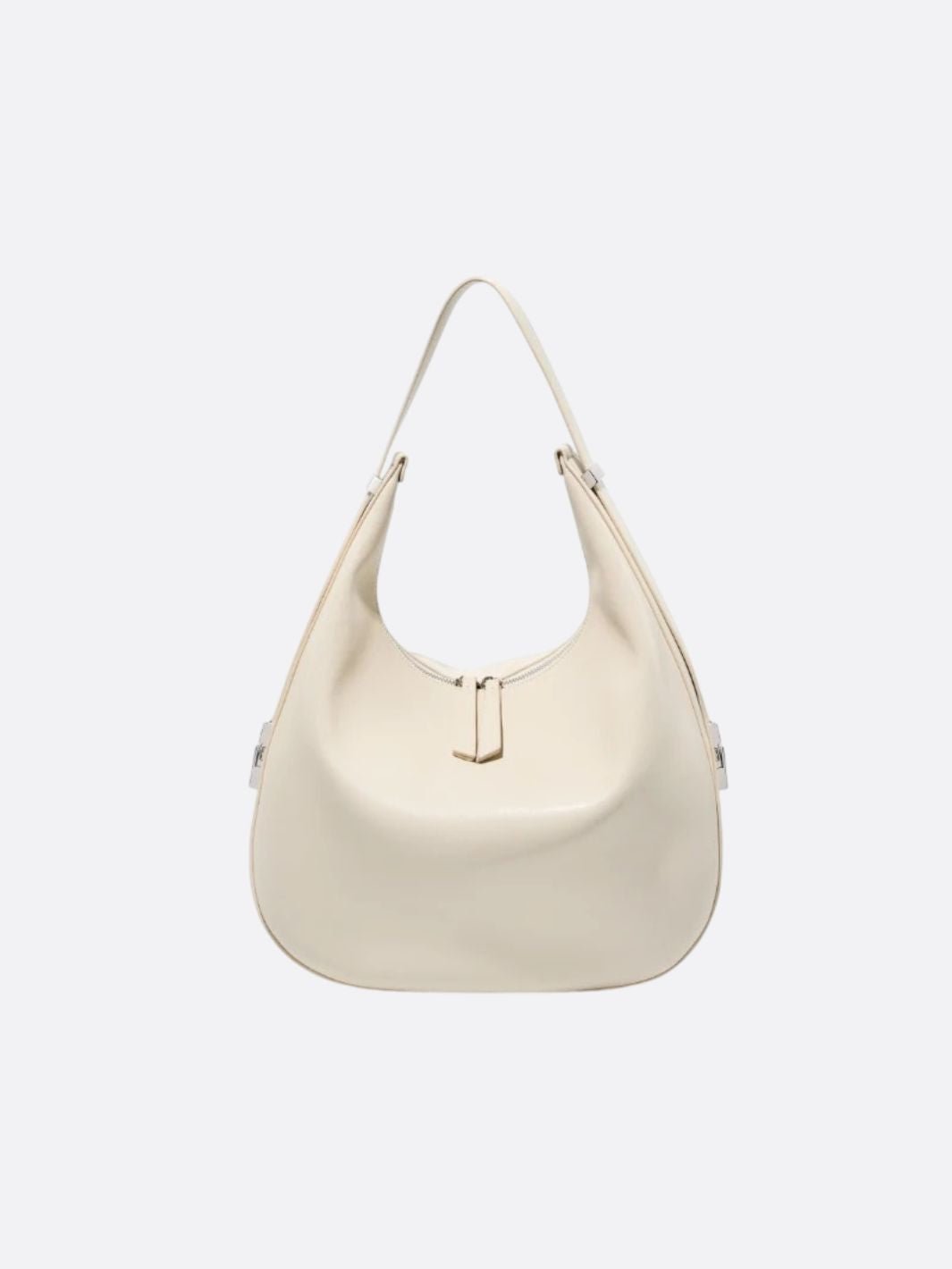 Black Leather Crescent Shoulder Bag – Minimalist Luxury Handbag - in Ivory | Arvea Bags