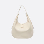 Black Leather Crescent Shoulder Bag – Minimalist Luxury Handbag - in Ivory | Arvea Bags