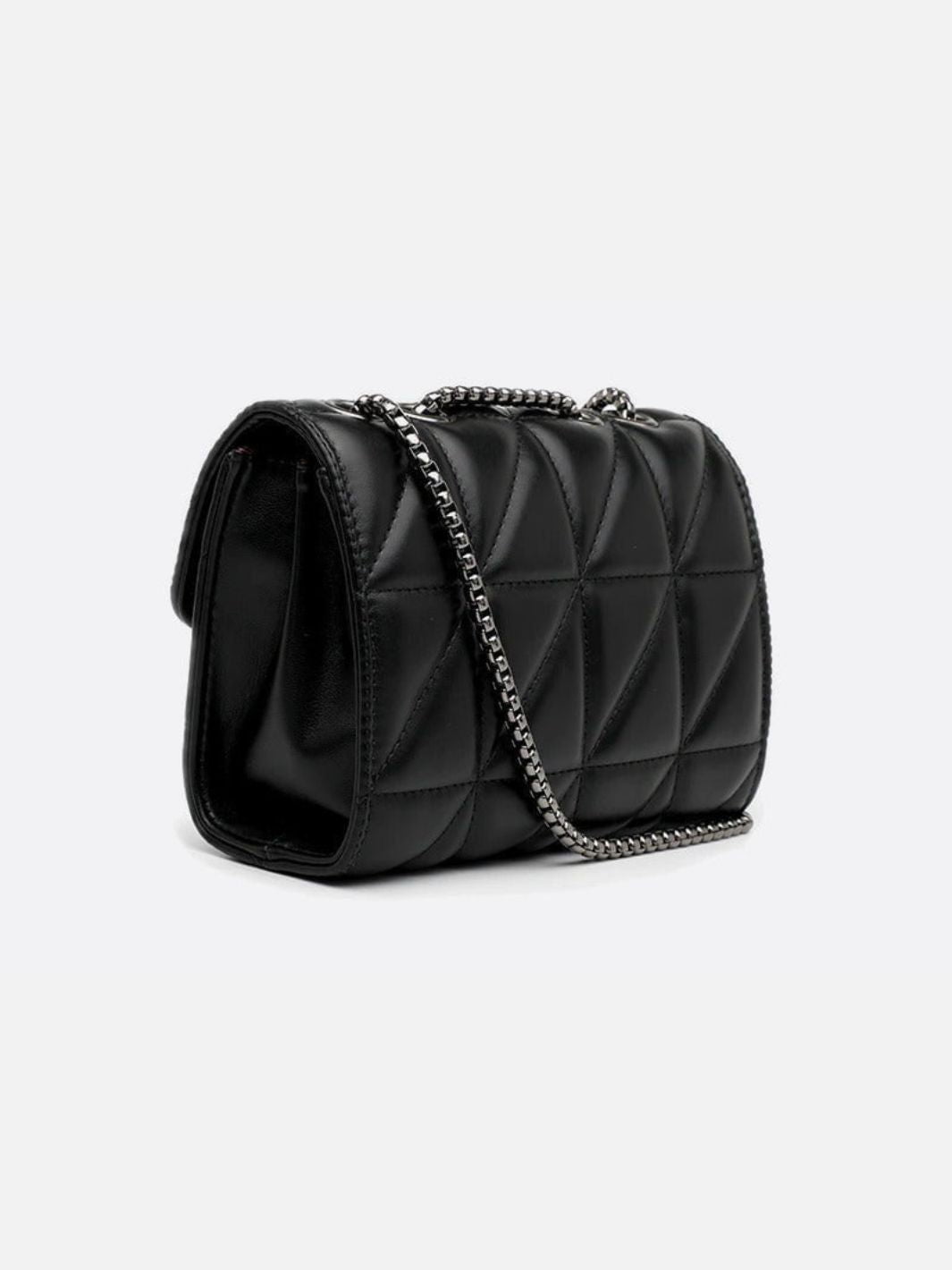 Black Quilted Leather Shoulder Bag – Chain Strap Evening Crossbody - in Black | Arvea Bags