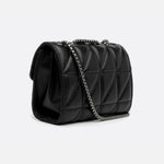 Black Quilted Leather Shoulder Bag – Chain Strap Evening Crossbody - in Black | Arvea Bags