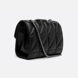 Black Quilted Leather Shoulder Bag – Chain Strap Evening Crossbody - in Black | Arvea Bags