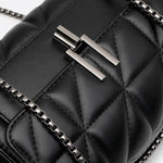 Black Quilted Leather Shoulder Bag – Chain Strap Evening Crossbody - in Black | Arvea Bags