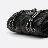 Black Quilted Leather Shoulder Bag – Chain Strap Evening Crossbody - in Black | Arvea Bags