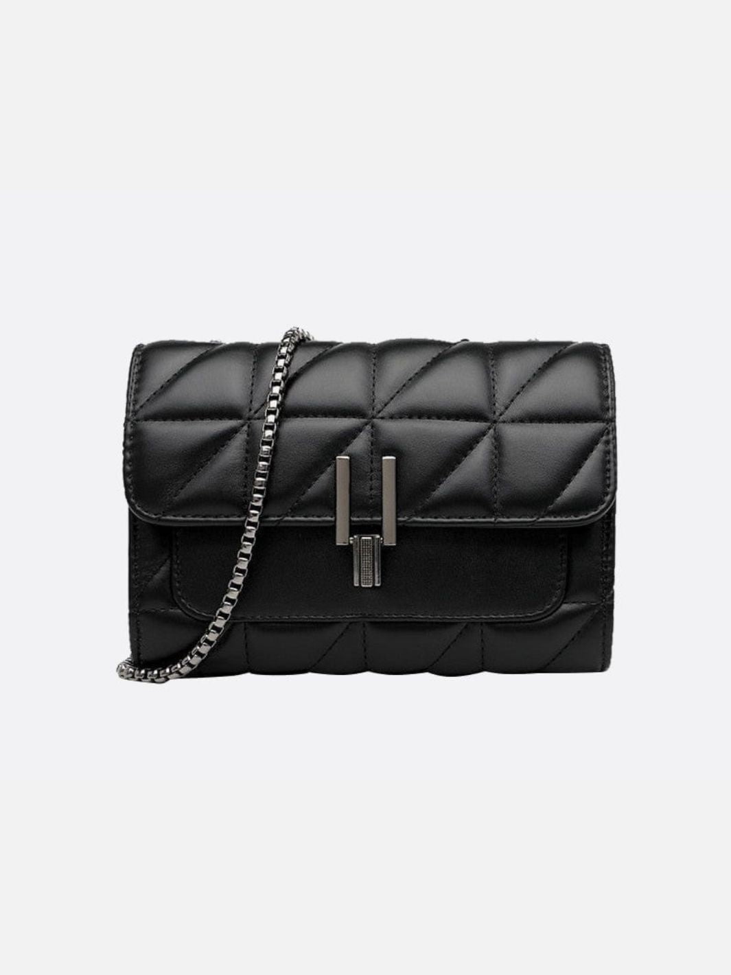Black Quilted Leather Shoulder Bag – Chain Strap Evening Crossbody - in Black | Arvea Bags