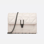 Black Quilted Leather Shoulder Bag – Chain Strap Evening Crossbody - in Light Beige | Arvea Bags