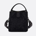 Black Rhinestone Bucket Bag – Sparkly Evening Shoulder Bag - in Black | Arvea Bags