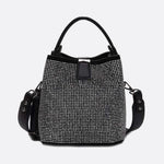 Black Rhinestone Bucket Bag – Sparkly Evening Shoulder Bag - in Light Beige | Arvea Bags