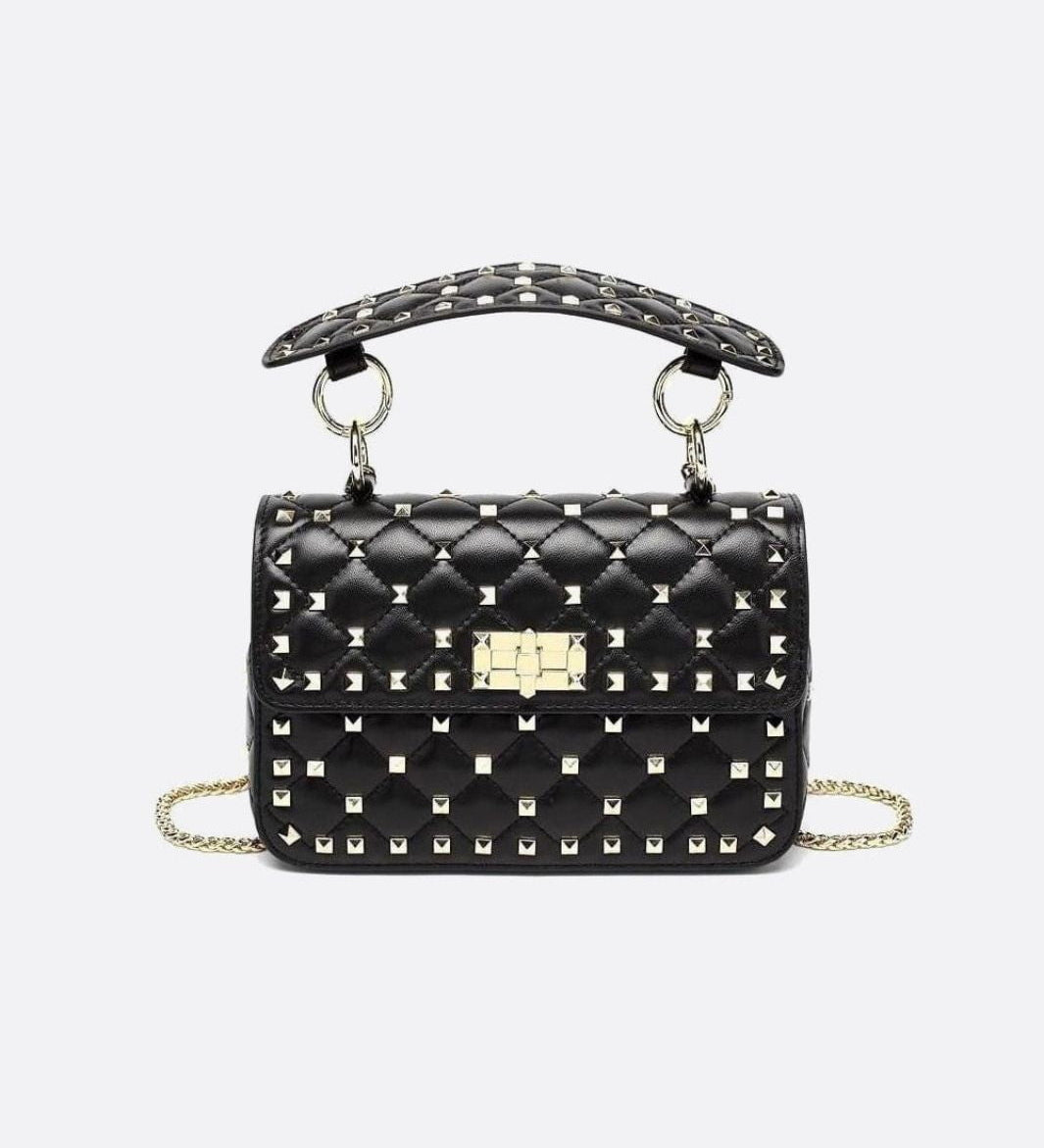 Black Studded Leather Handbag – Rock Chic Meets Luxury - in Black | Arvea Bags