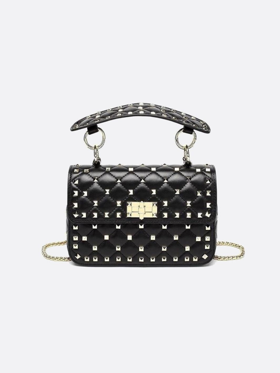Black Studded Leather Handbag – Rock Chic Meets Luxury - in Black | Arvea Bags