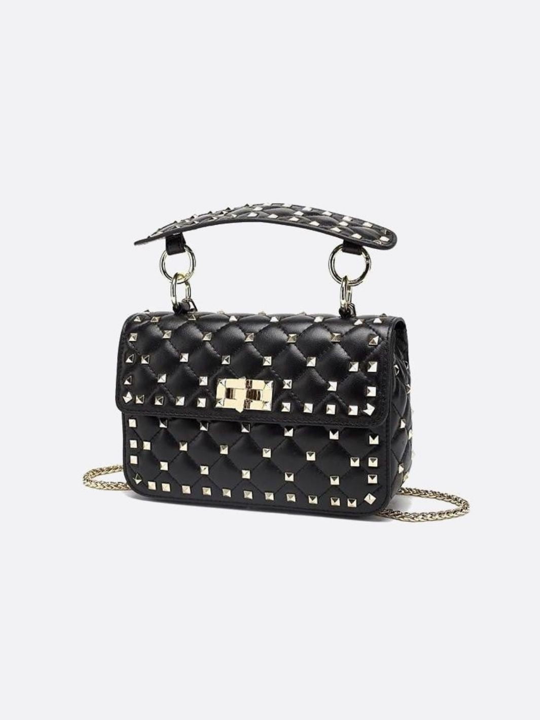 Black Studded Leather Handbag – Rock Chic Meets Luxury - in Black | Arvea Bags
