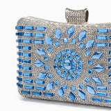 Blue Crystal Clutch – Luxury Rhinestone Mosaic Evening Bag - in Ocean Blue | Arvea Bags