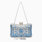 Blue Crystal Clutch – Luxury Rhinestone Mosaic Evening Bag - in Ocean Blue | Arvea Bags