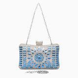 Blue Crystal Clutch – Luxury Rhinestone Mosaic Evening Bag - in Ocean Blue | Arvea Bags