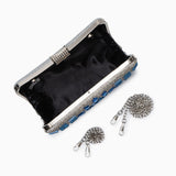 Blue Crystal Clutch – Luxury Rhinestone Mosaic Evening Bag - in Ocean Blue | Arvea Bags