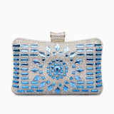 Blue Crystal Clutch – Luxury Rhinestone Mosaic Evening Bag - in Ocean Blue | Arvea Bags