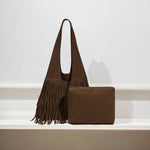Boheemse | Suede Fringe Hobo Bag – A Statement of Bohemian Elegance - in Dark Brown | Arvea Bags