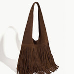 Boheemse | Suede Fringe Hobo Bag – A Statement of Bohemian Elegance - in Dark Brown | Arvea Bags