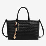 Boho Chic Woven Tote Bag for Women – Dual Handle Design - in Black | Arvea Bags