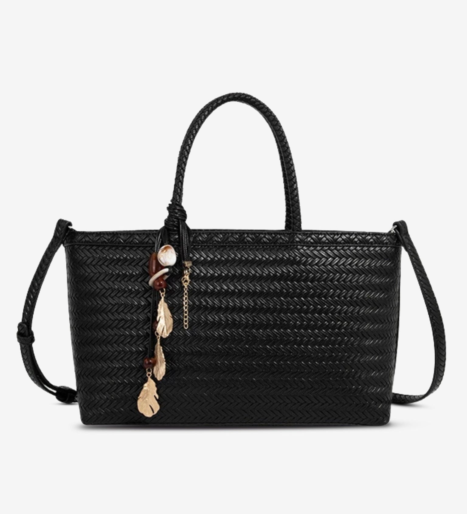 Boho Chic Woven Tote Bag for Women – Dual Handle Design - in Black | Arvea Bags