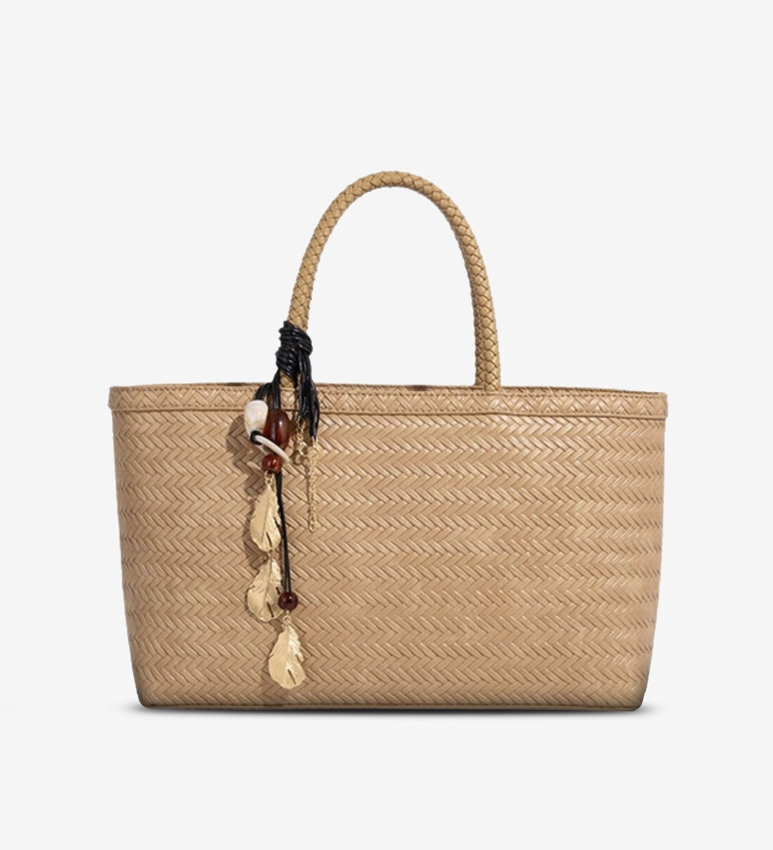 Boho Chic Woven Tote Bag for Women – Dual Handle Design - in Reddish Brown | Arvea Bags