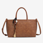 Boho Chic Woven Tote Bag for Women – Dual Handle Design - in Reddish Brown | Arvea Bags